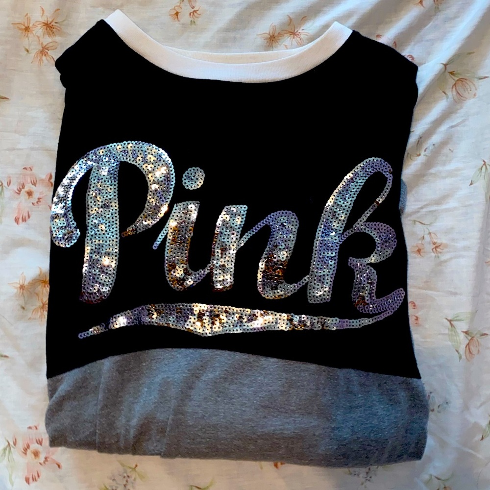 Victoria Secret PINK Long sleeve sequin Tee